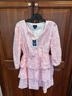 Roller Rabbit x Target Long Sleeve Sketched Floral Tiered Mini A-Line Dress